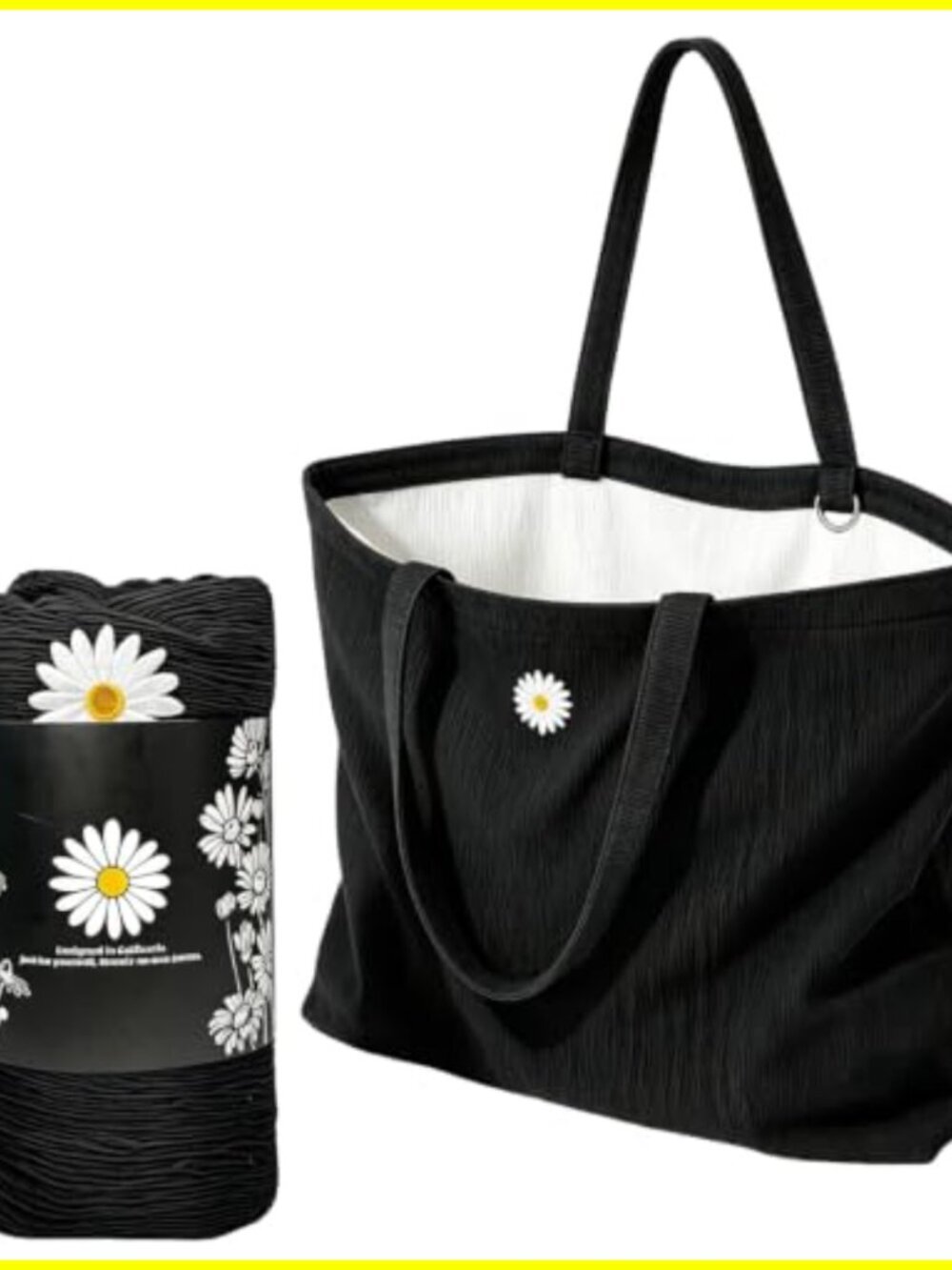 Foldable Lightweight Travel Tote with Shoulder Strap, 3 Pockets